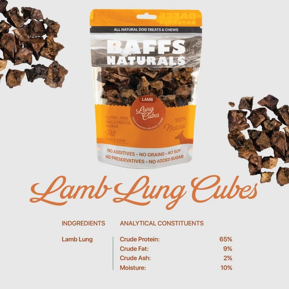 BAFFS NATURALS All-Natural Premium Lamb Lung Cubes β (7oz Bag) - Image 6
