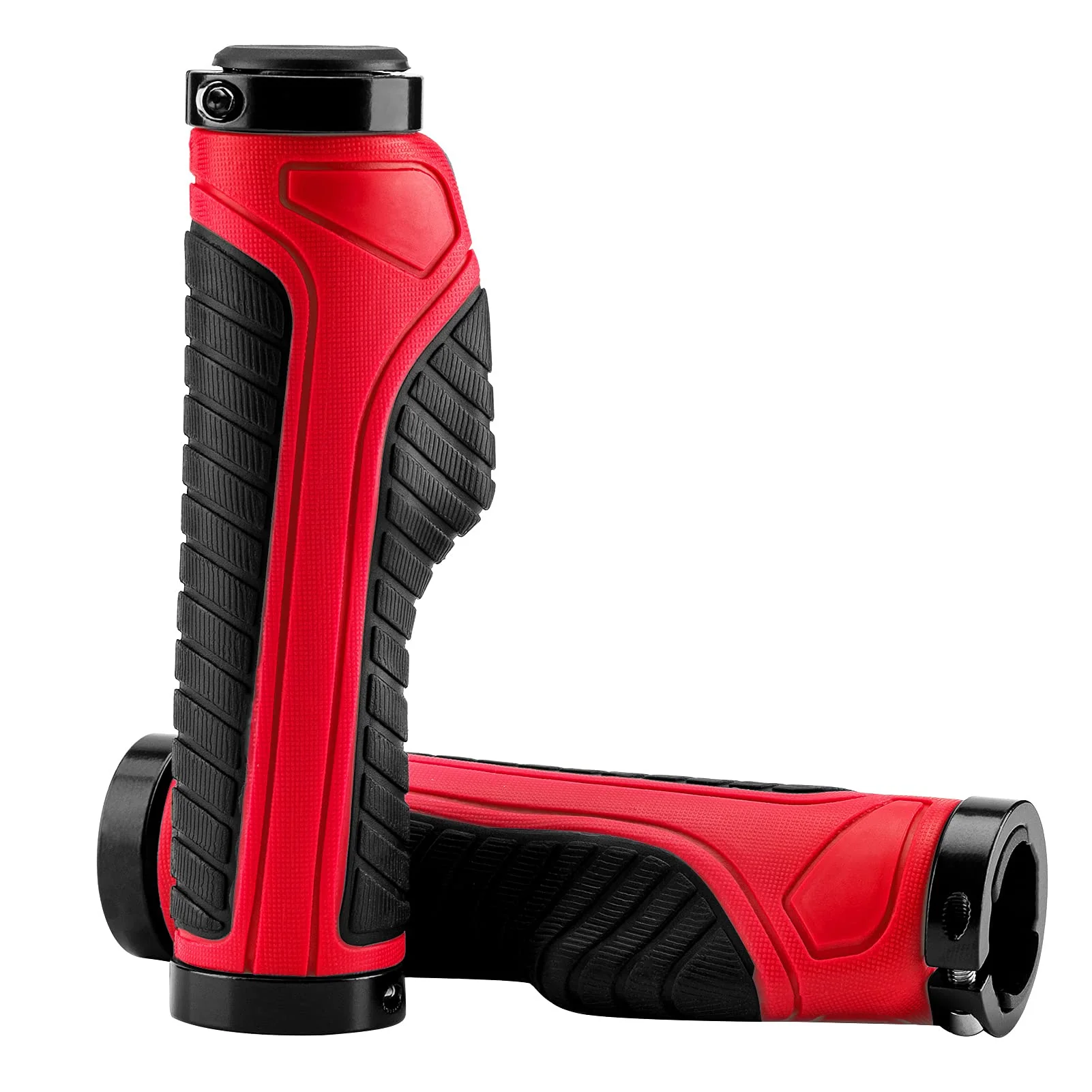 Bike Handle Grips with Double Lock-On Clamps – Aluminum Ends for MTB & BMX - Image 5
