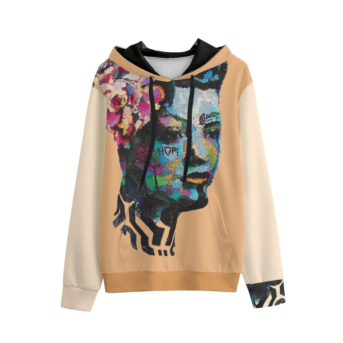 Billie Holiday Remastered Apricot Chiffon Cotton Unisex Pullover Hoodie HUE+MAN Collective - Image 4