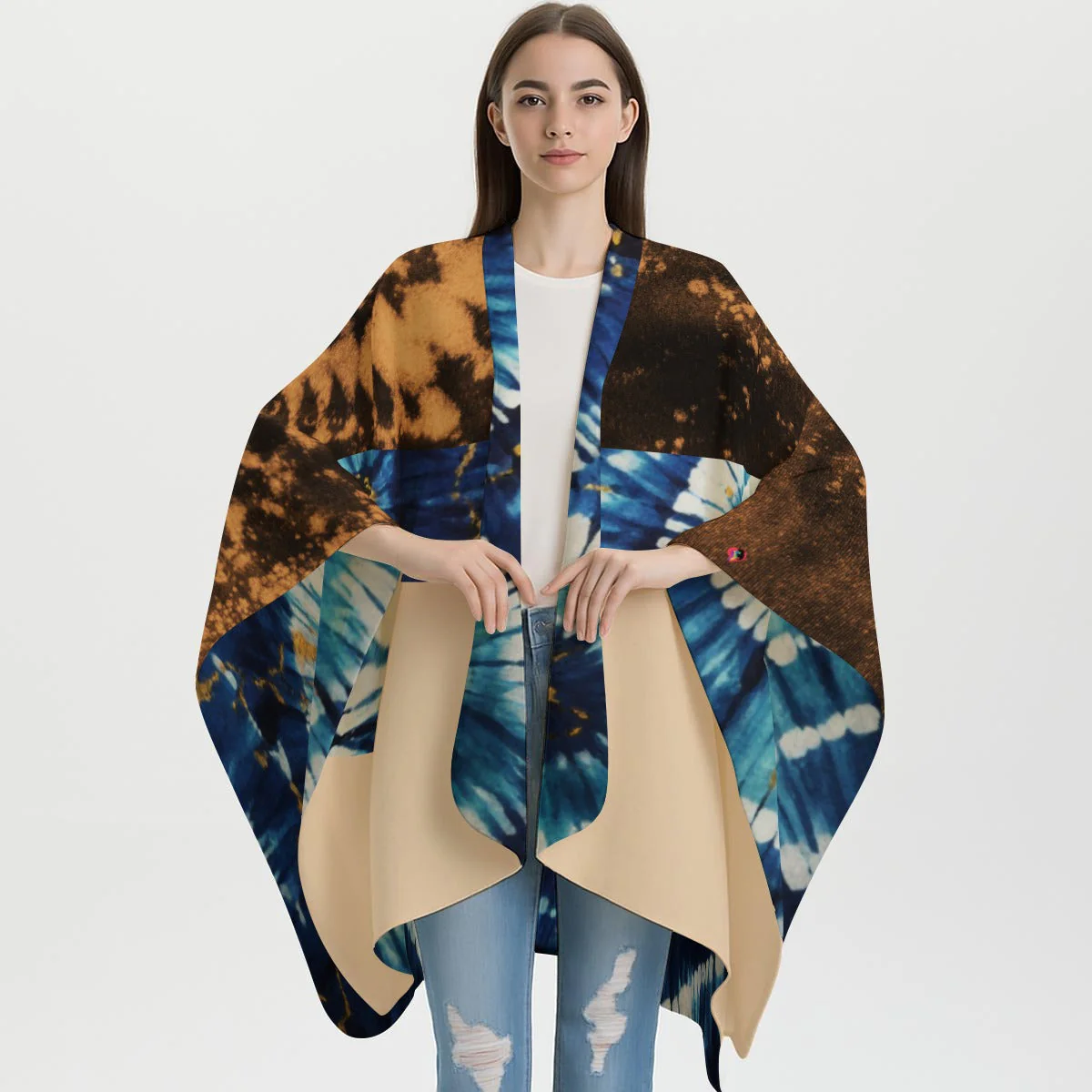 Bleached Shibori All-Season Soft Touch Shawl - Image 5