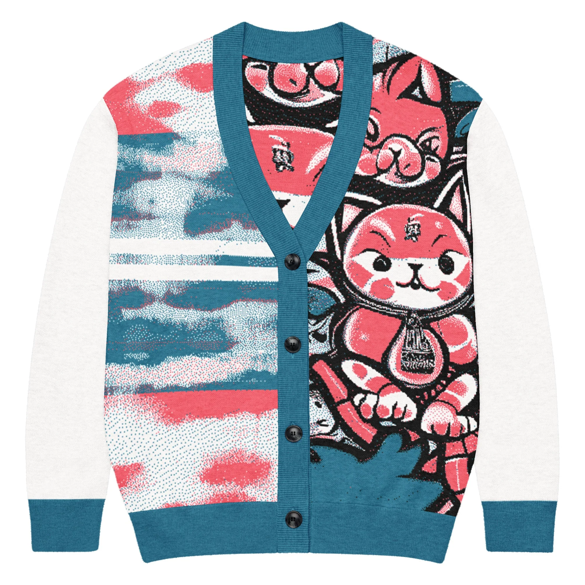 Blicky Kitty Knitted Unisex Cardigan - Image 10