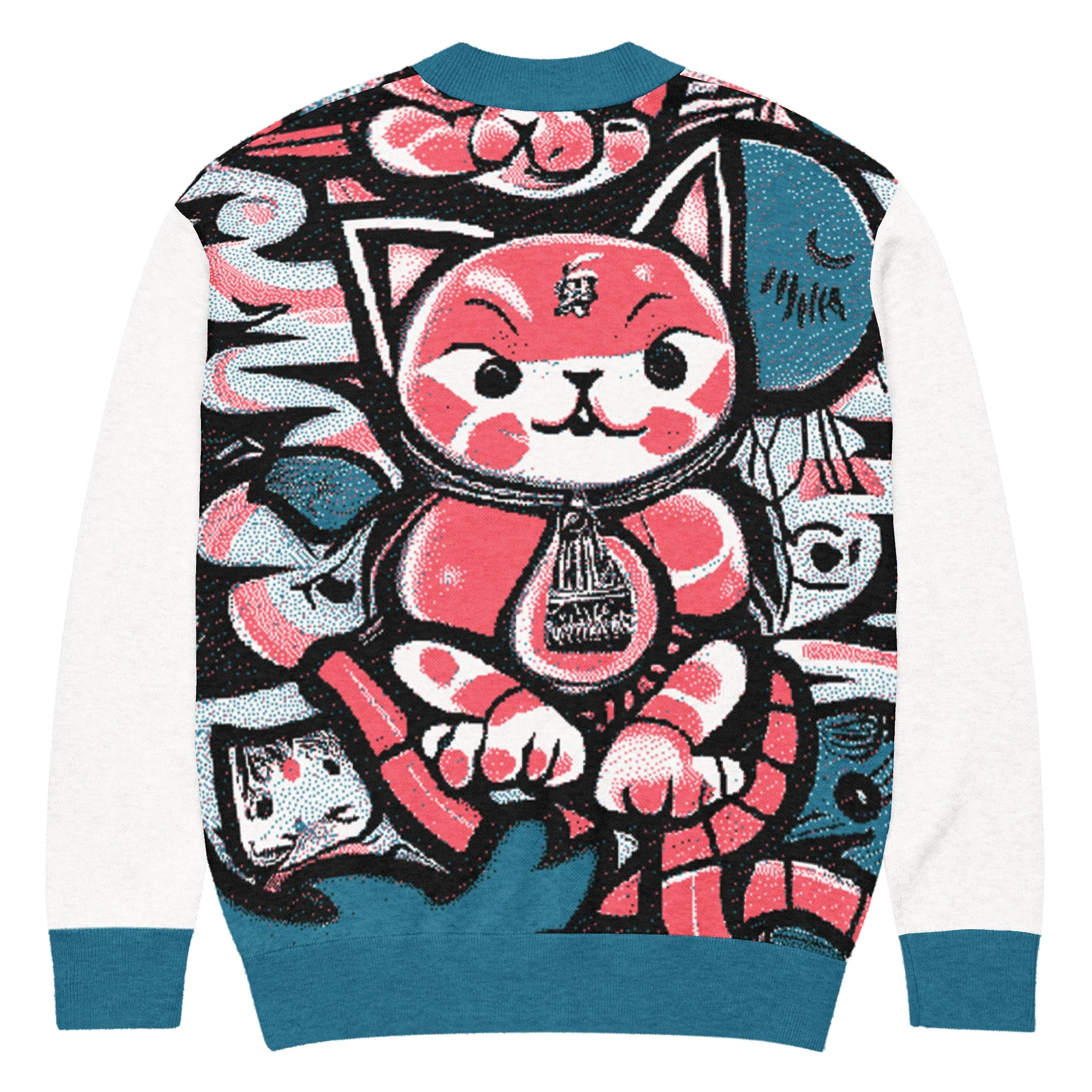 Blicky Kitty Knitted Unisex Cardigan - Image 5