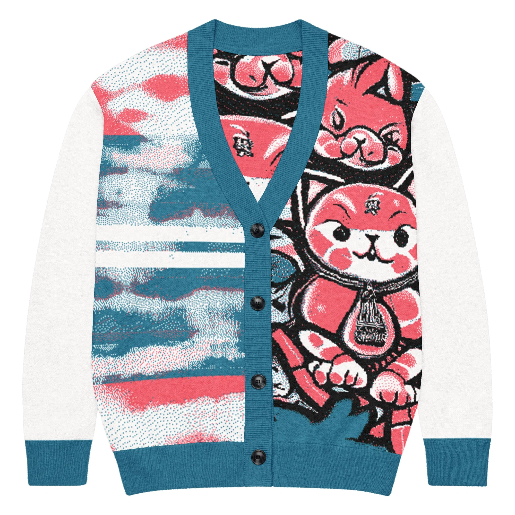 Blicky Kitty Knitted Unisex Cardigan - Image 7