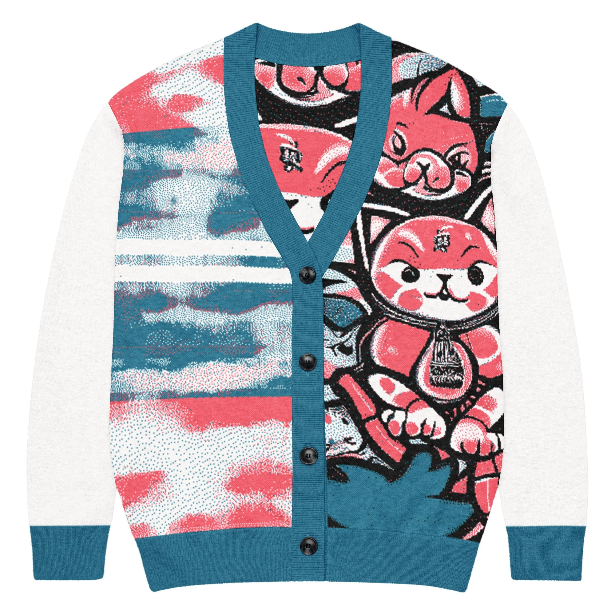 Blicky Kitty Knitted Unisex Cardigan - Image 8
