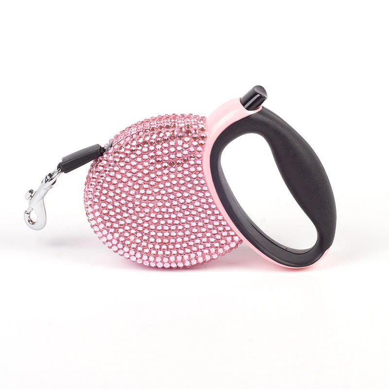 Bling Retractable Dog Leash – 9.8feet Crystal Design