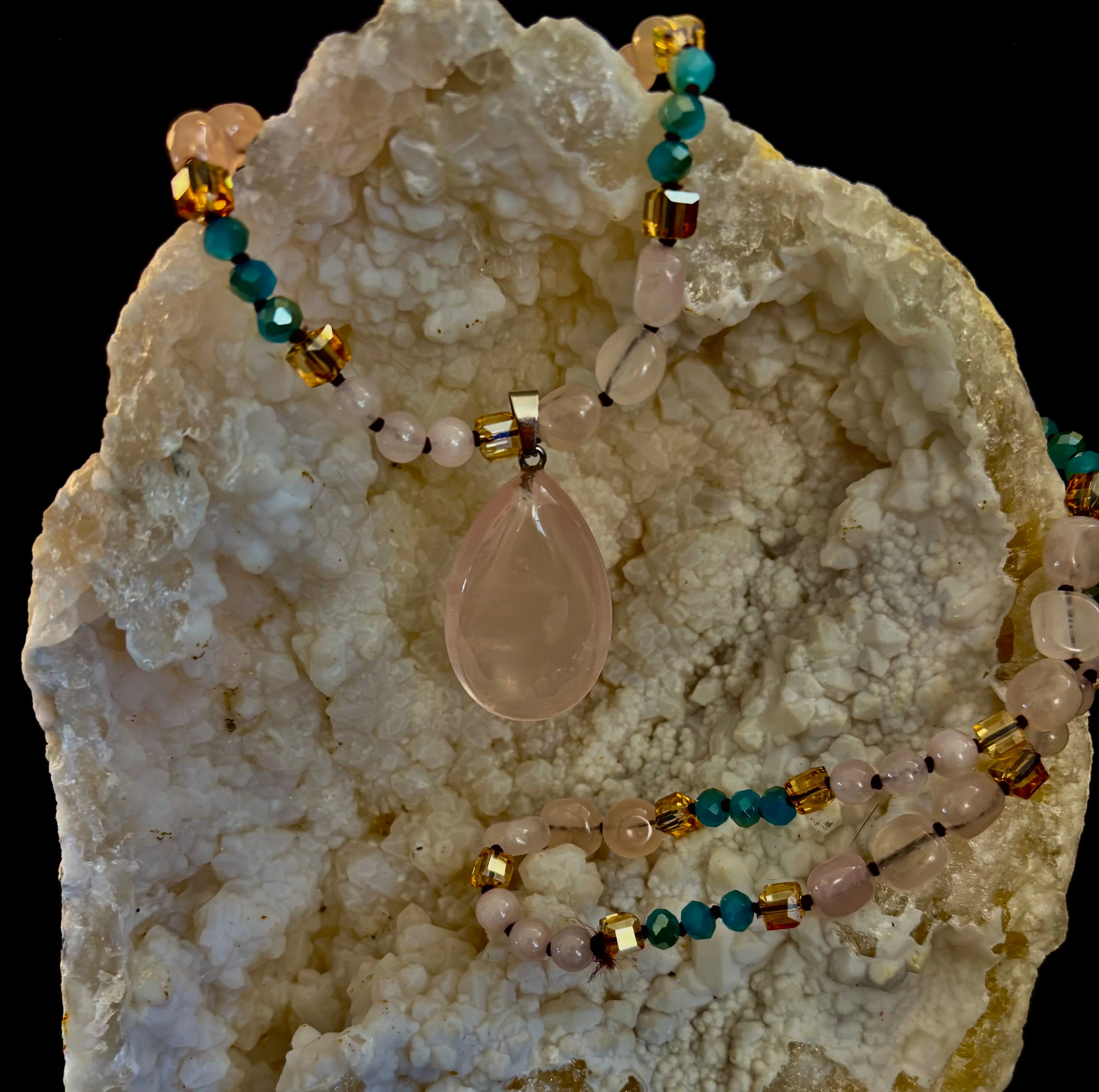 Blush Glow Harmony Necklace | Elegant Beaded Statement Jewelry - Image 3