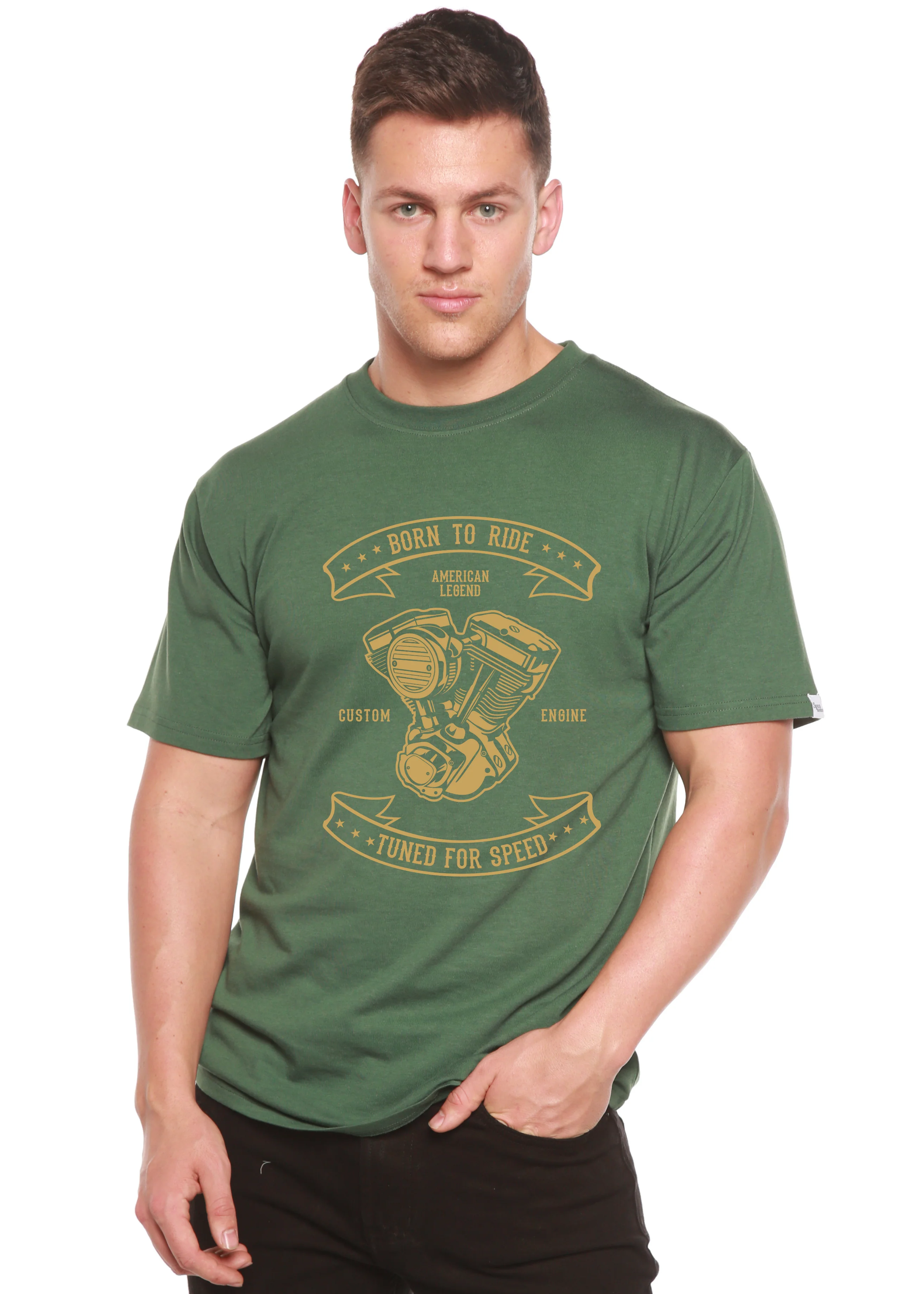 Born To Ride Men's Bamboo Viscose/Organic Cotton Short Sleeve Graphic T-Shirt - Image 4