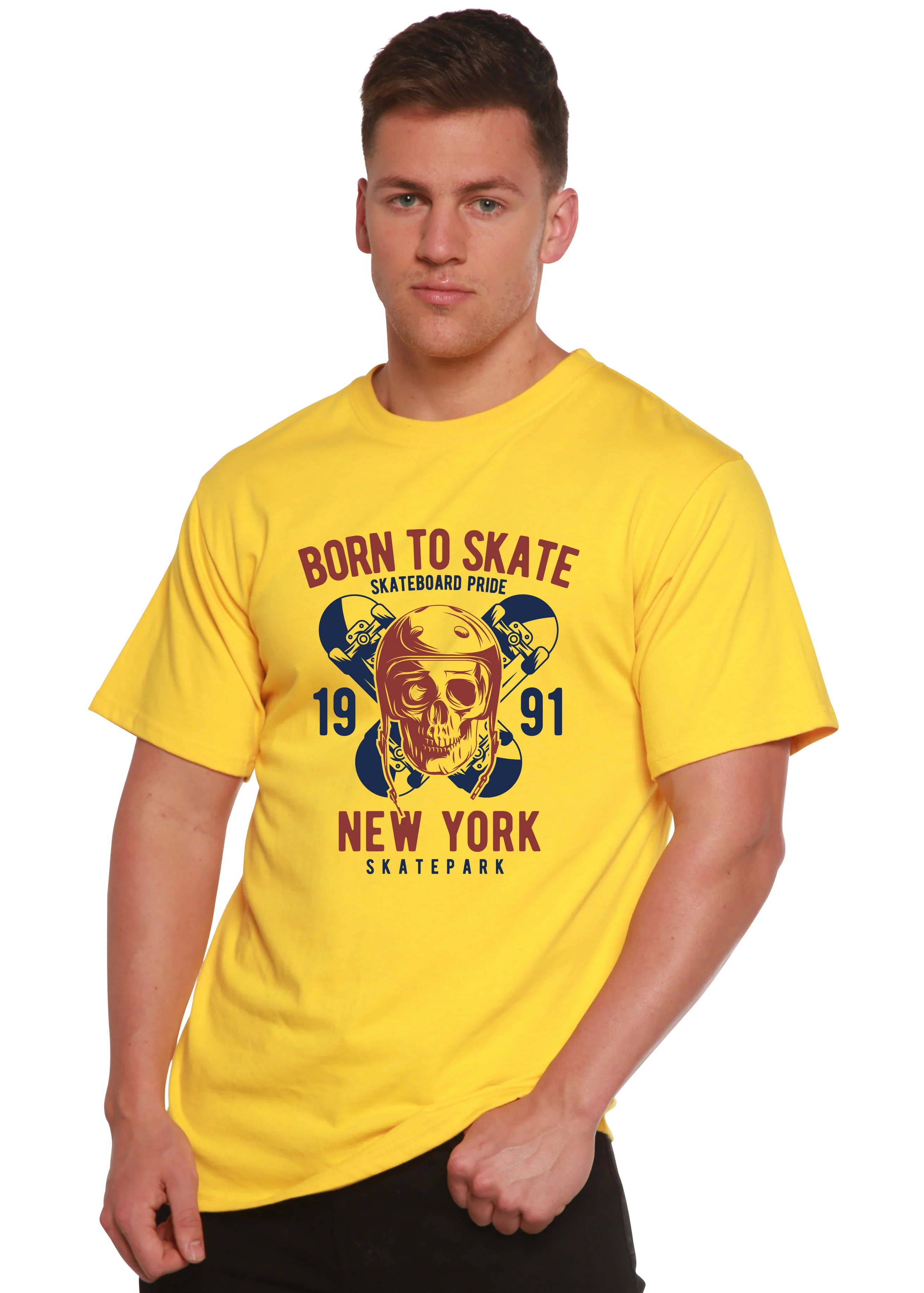 Born To Skate 1991 New York Men's Bamboo Viscose/Organic Cotton Short Sleeve Graphic T-Shirt - Image 3