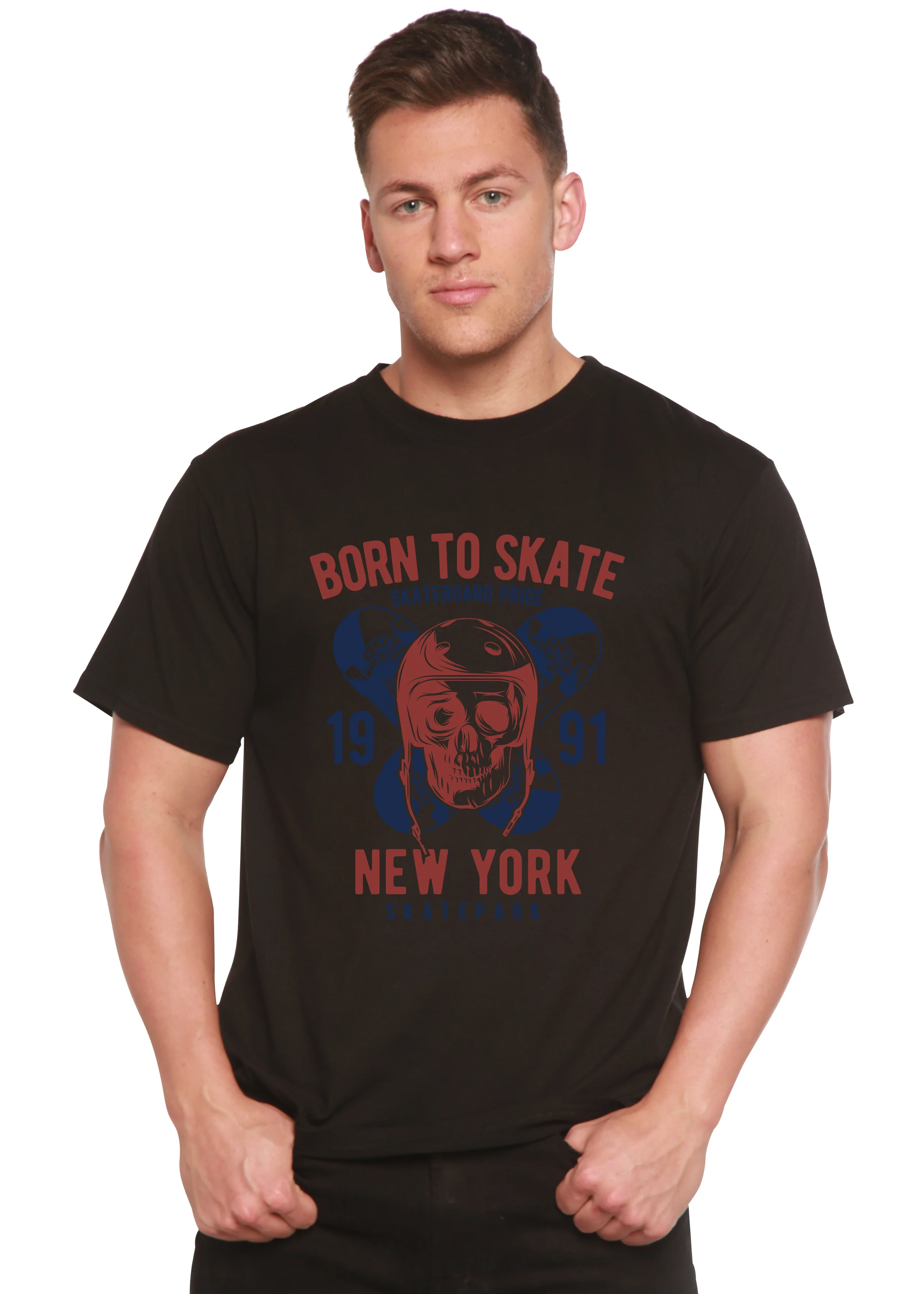 Born To Skate 1991 New York Men's Bamboo Viscose/Organic Cotton Short Sleeve Graphic T-Shirt - Image 8