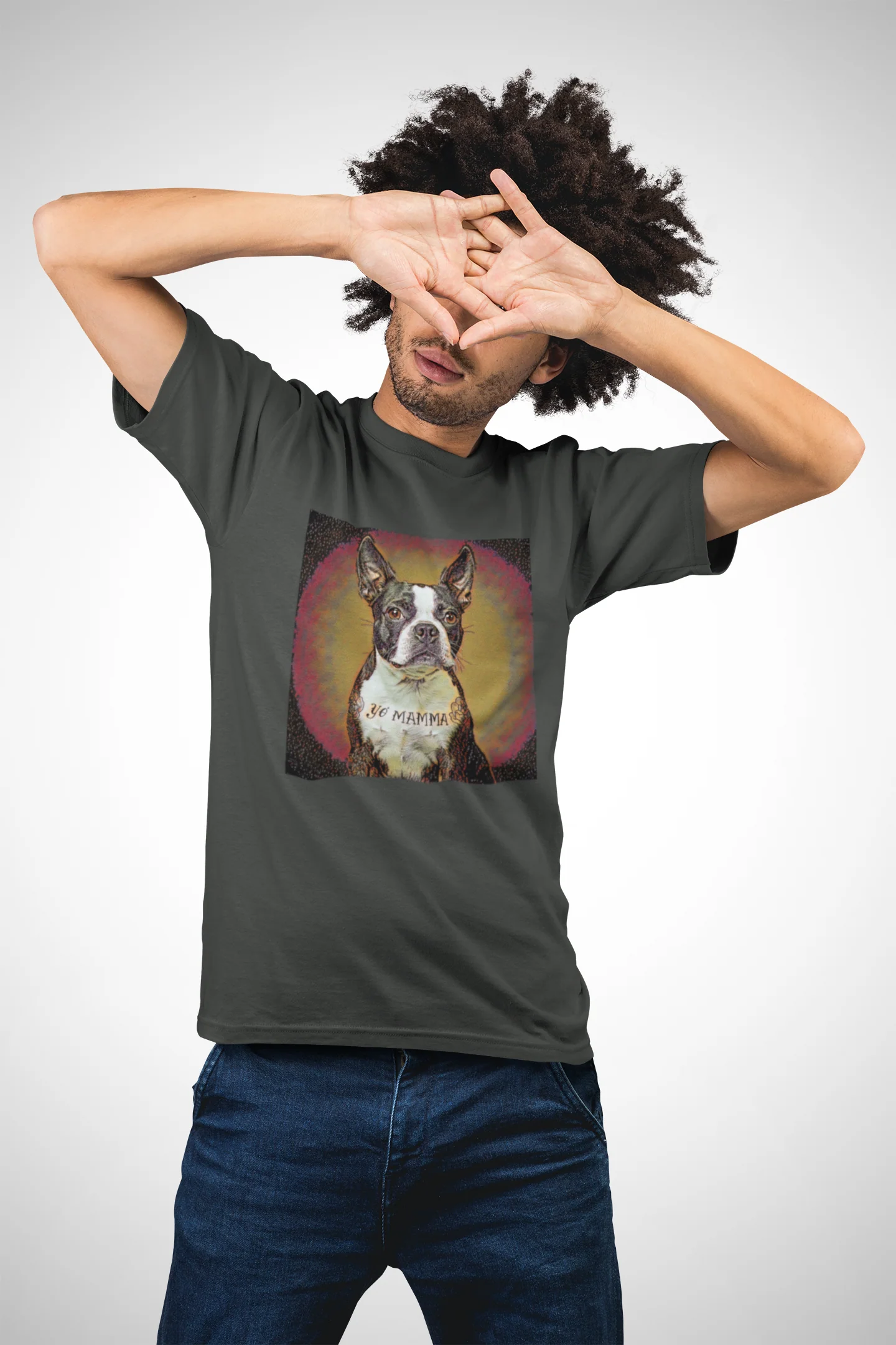 Boston Terrier Yo Mamma Tatted Graphic Tee - Image 5