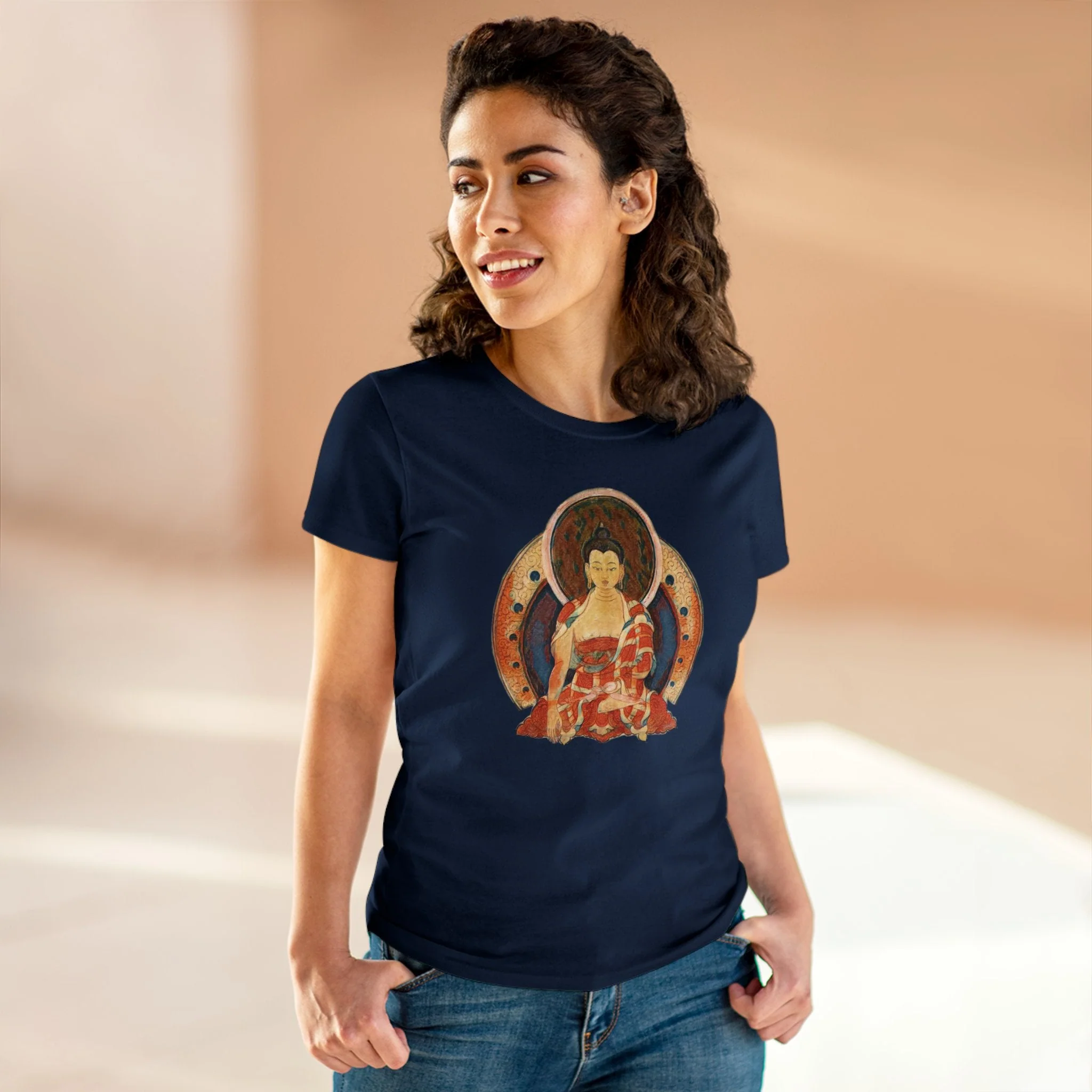 Buddha Gouache Print Women's Cotton Tee - Image 24
