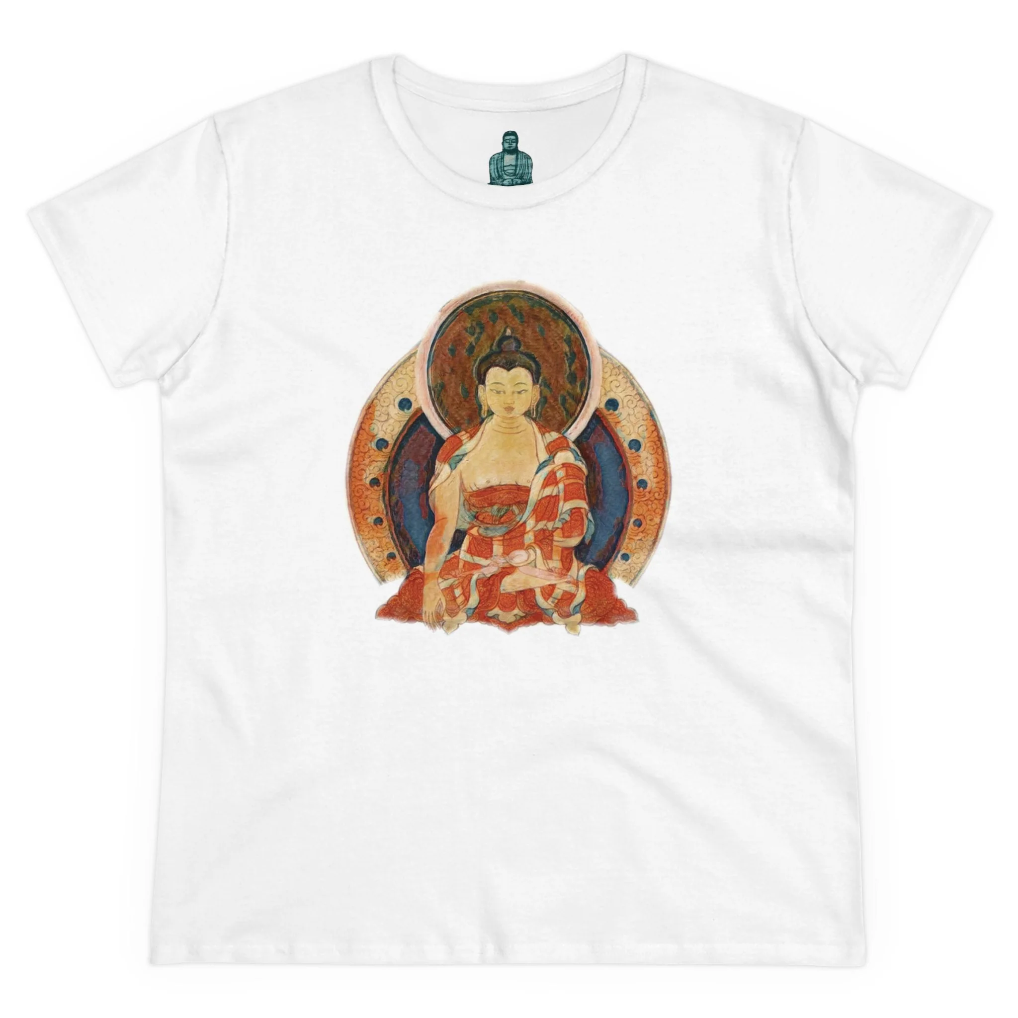 Buddha Gouache Print Women's Cotton Tee - Image 3