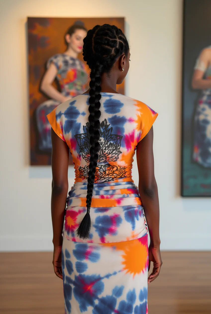 Buddha Lotus Sanskrit Tye Dye Bamboo Tencel Dress - Image 2