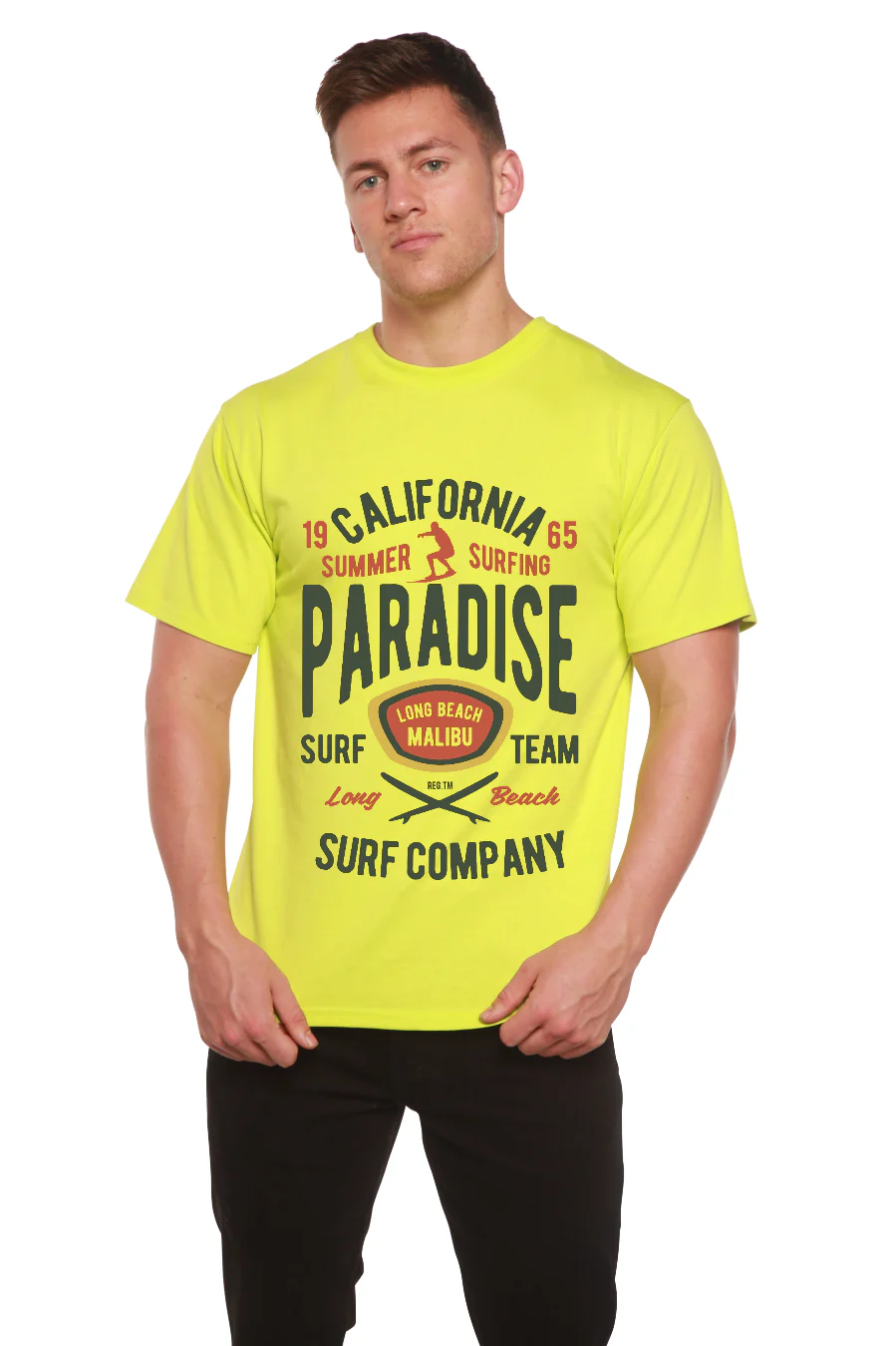 California Summer Surfing Men's Bamboo Viscose/Organic Cotton Short Sleeve Graphic T-Shirt - Image 13
