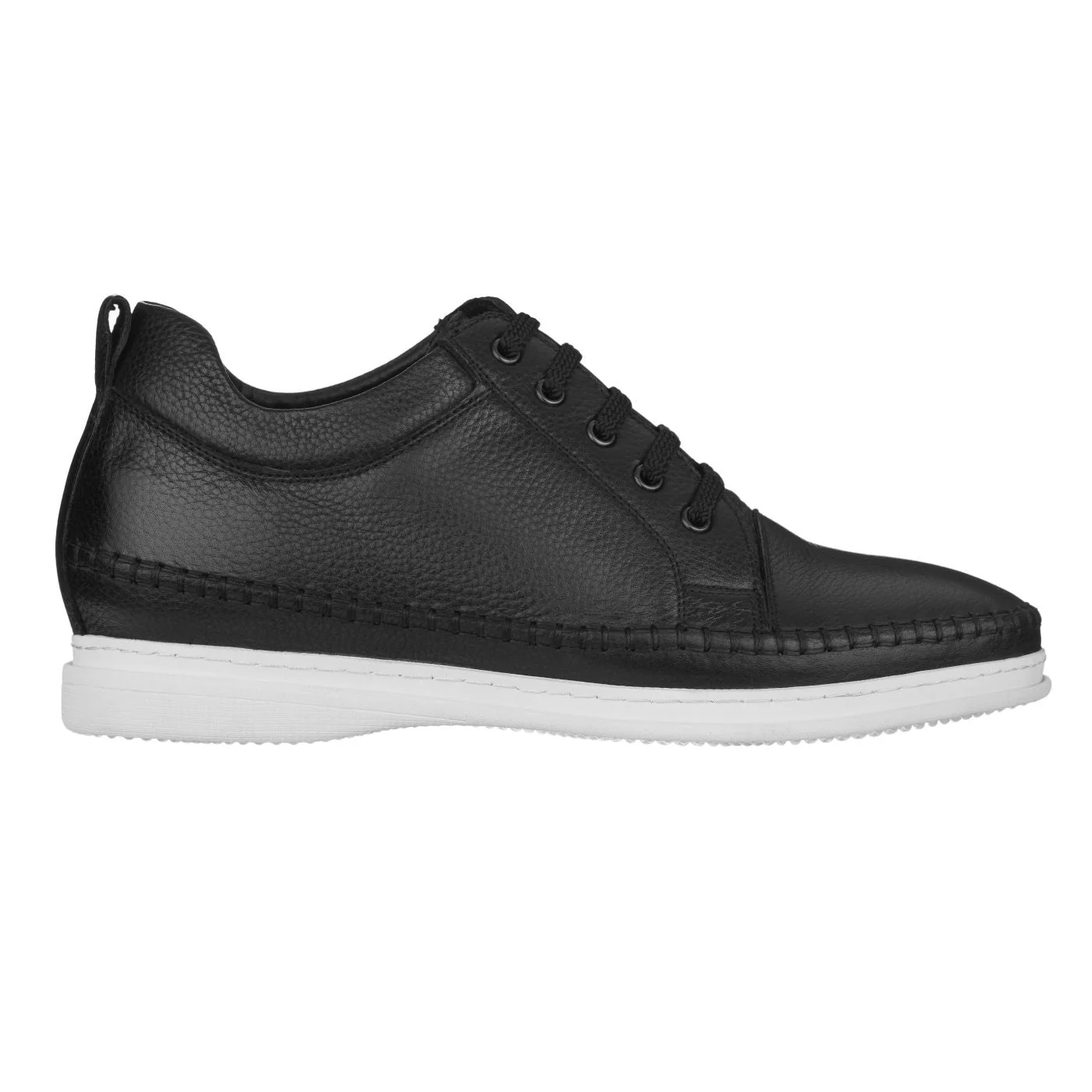 CALTO 3 Inch Casual Leather Elevator Sneakers - Black - S4311 - Image 2