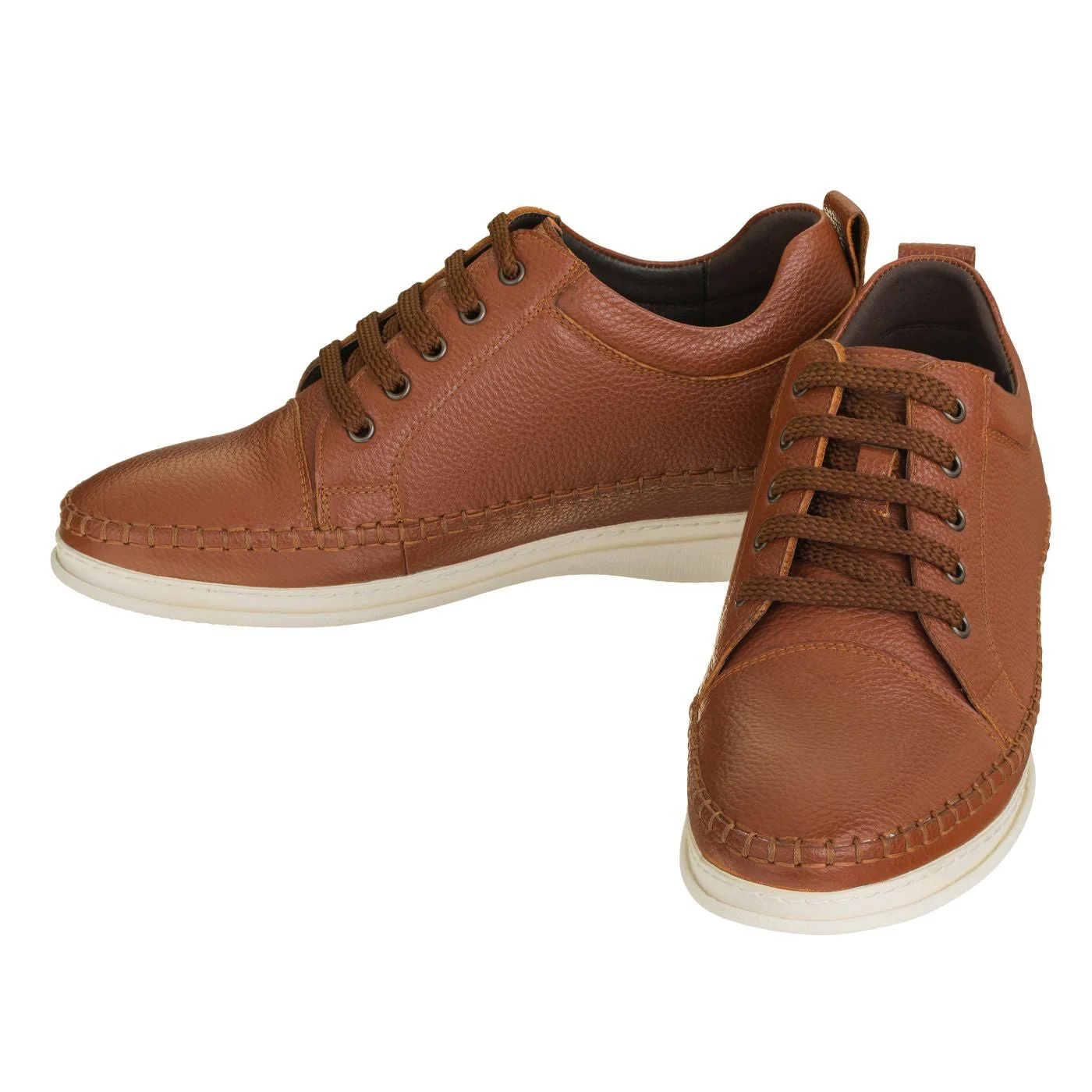 CALTO Casual 3 Inch Leather Elevator Sneakers - Brown - S4313 - Image 4