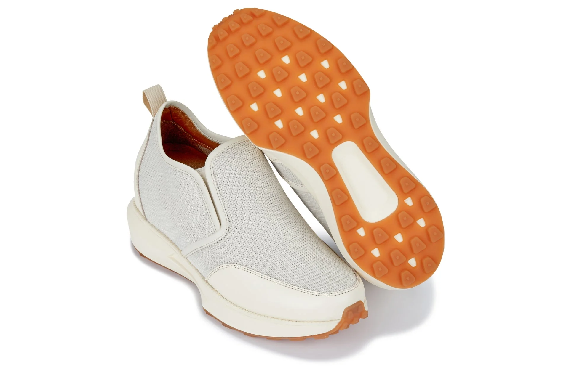 CALTO - J1434 - 3.3 Inches Taller (Off-White) - Casual Chunky Sole Sneaker Loafers - Image 6