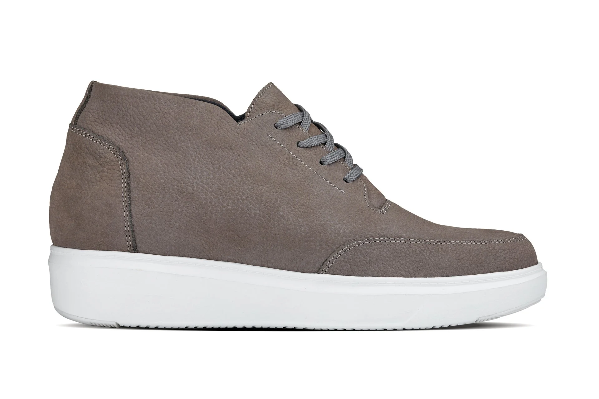 CALTO - J1771 - 3.2 Inches Taller (Grey) - Casual Chunky Sole Boots β Soft Pebble Grain Nubuck Leather - Image 2