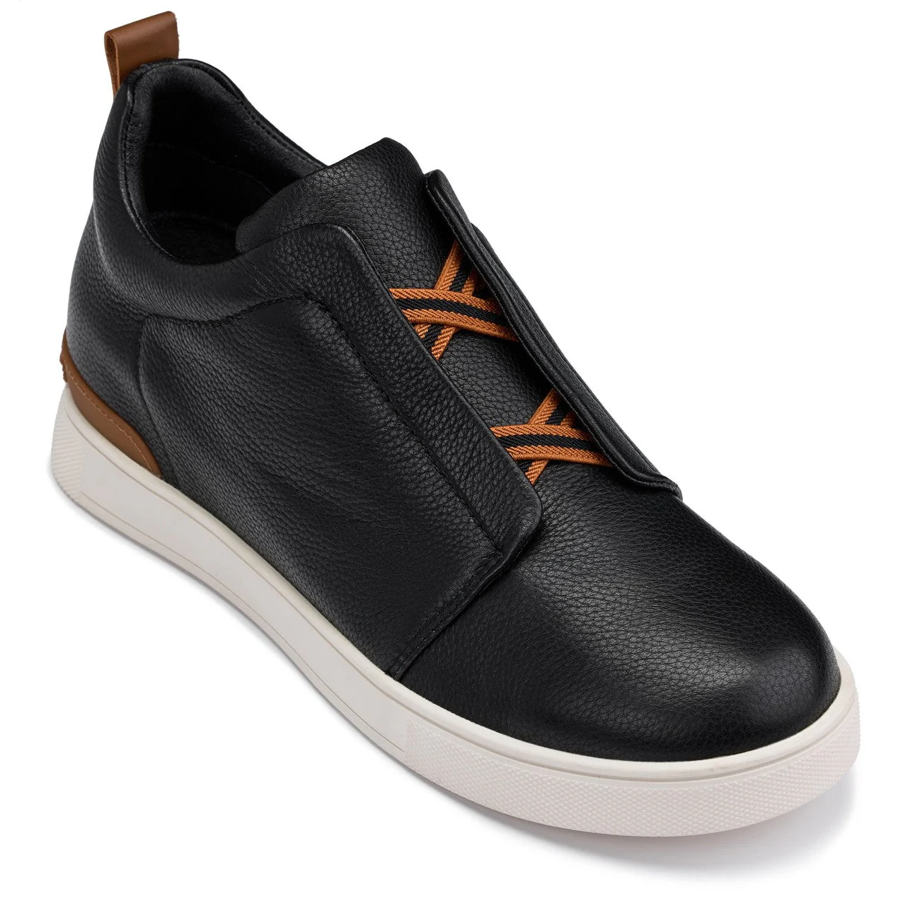 CALTO - J1932 - 2.6 Inches Taller (Black/White Sole) - Slip-On Snoafers