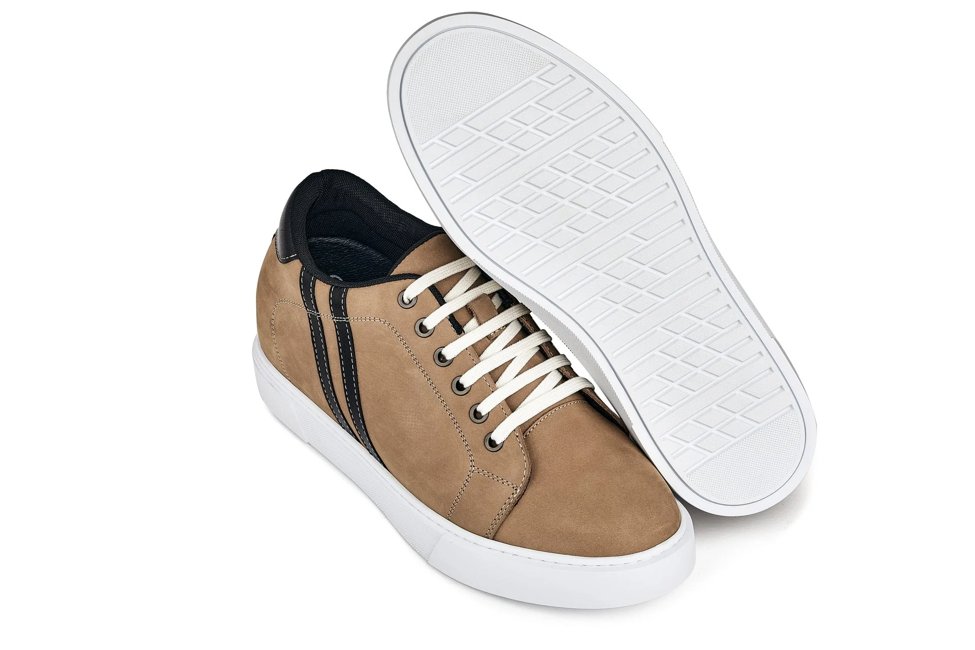 CALTO - K1551 - 2.8 Inches Taller (Nubuck Tan) - Lace Up Casual Sneakers - Image 5