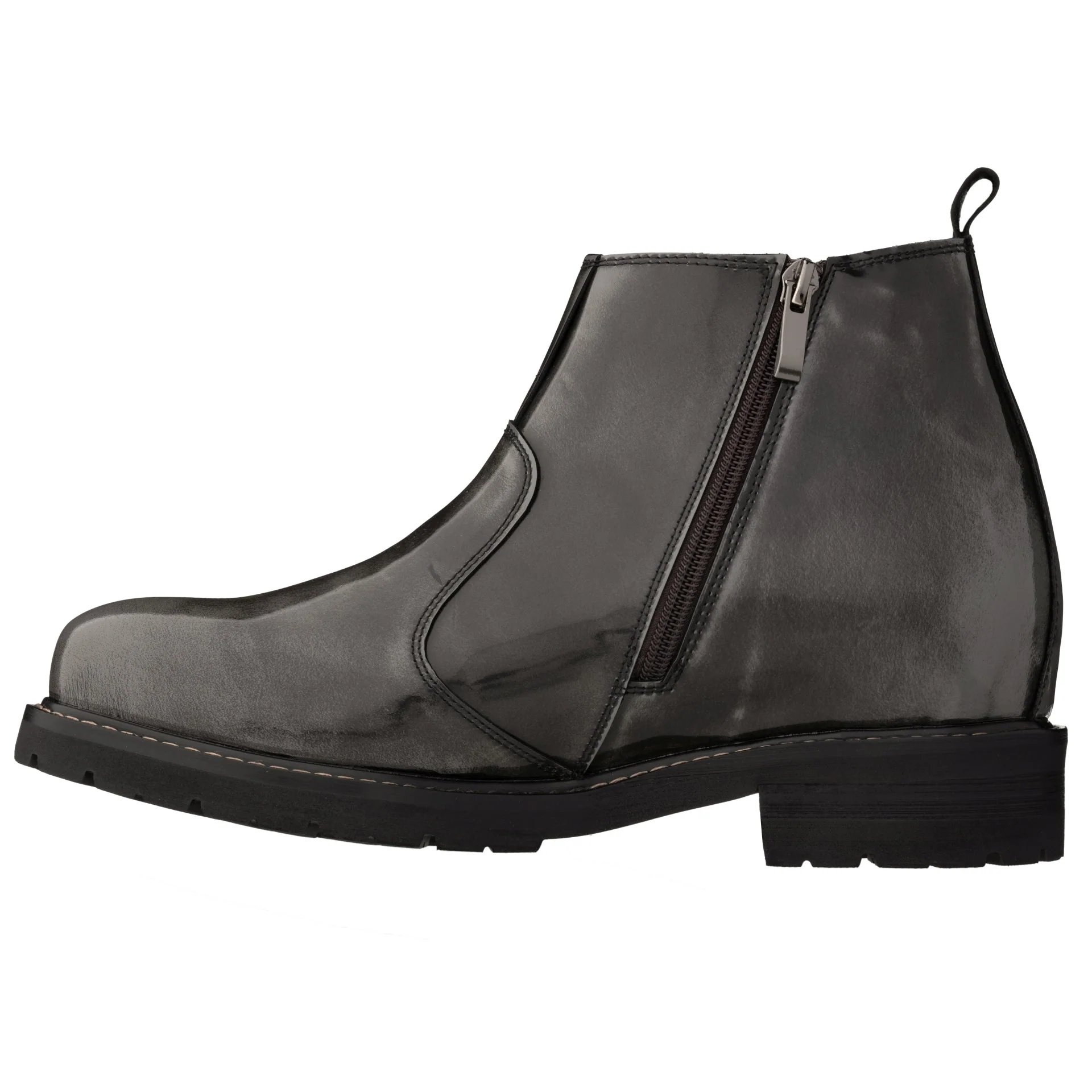 CALTO - K8991 - 3.6 Inches Taller (Grey) - Patent Leather Boot - Image 3