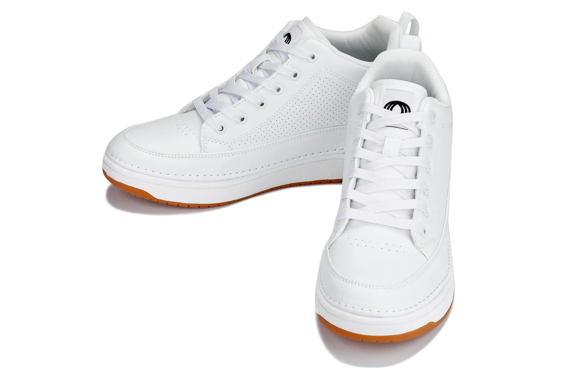 CALTO - Q272 - 2 Inches Taller (White & Gum Sole) -Elevated Leatherette Micro-Perforated Sneakers - Image 5