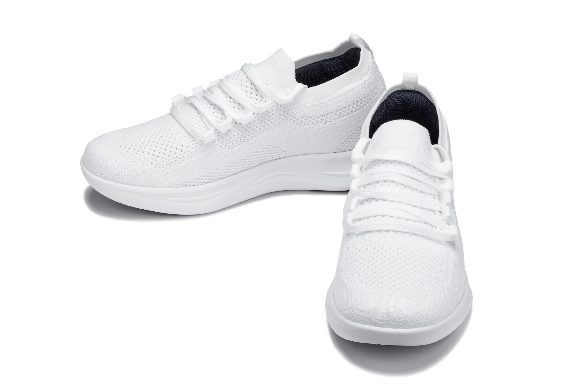 CALTO - QA061 - 2.4 Inches Taller (White/White Sole) - Lightweight Knitted Sneakers - Image 5