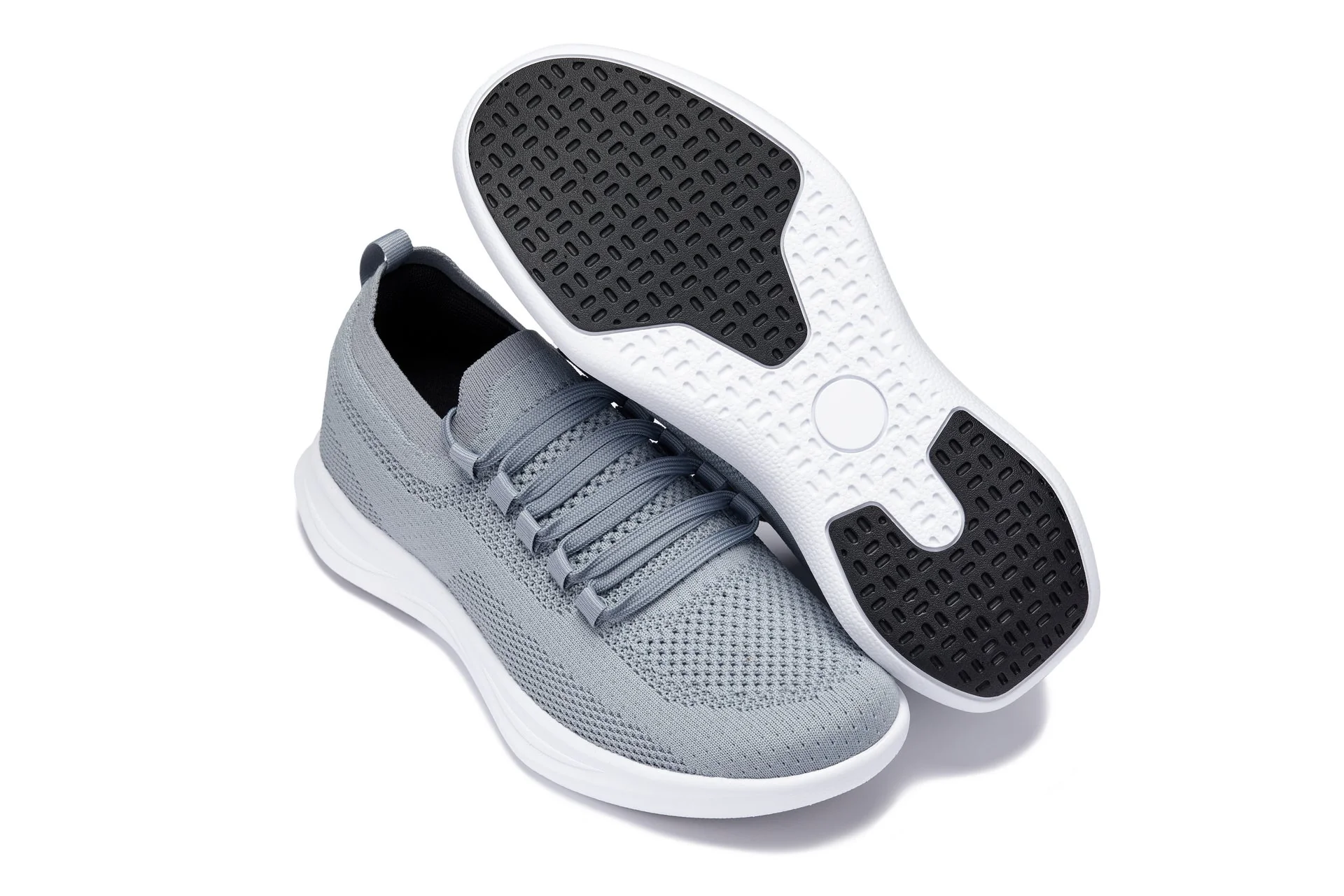 CALTO - QA065 - 2.4 Inches Taller (Grey/White Sole) - Lightweight Knitted Sneakers - Image 6