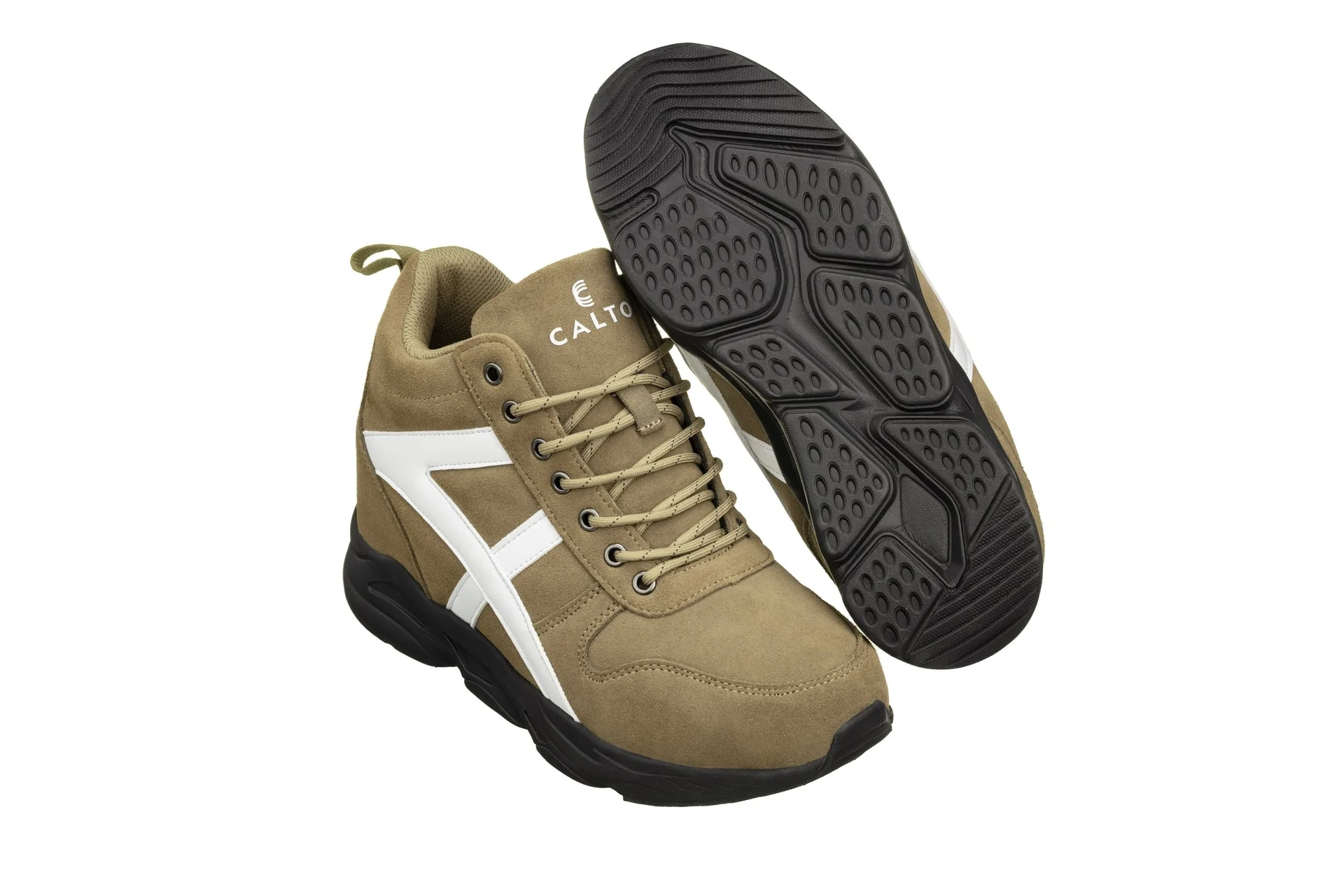 CALTO - S22782 - 3.6 Inches Taller (Khaki/White) - Hiking Style Boots - Image 5