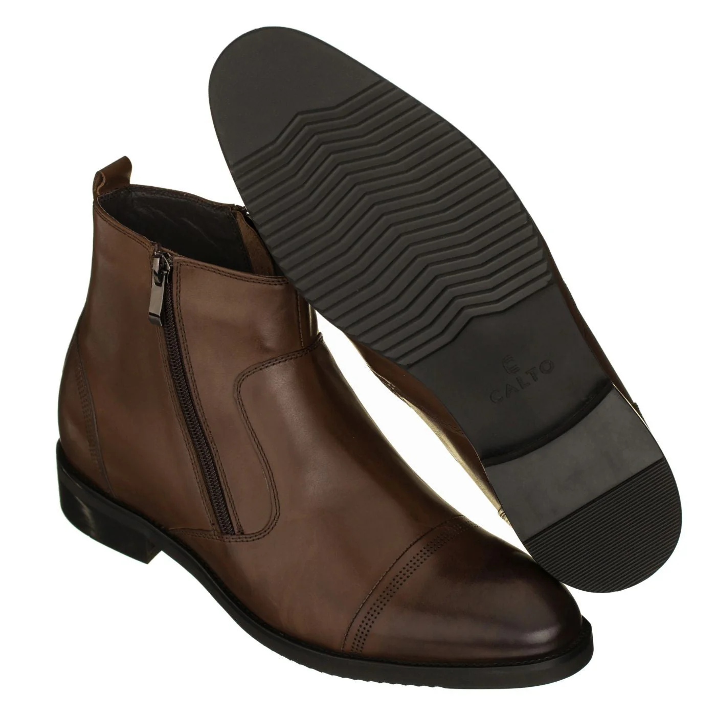CALTO - S28002 - 2.8 Inches Taller (Dark Brown) - Lightweight - Zipper Boots - Image 5