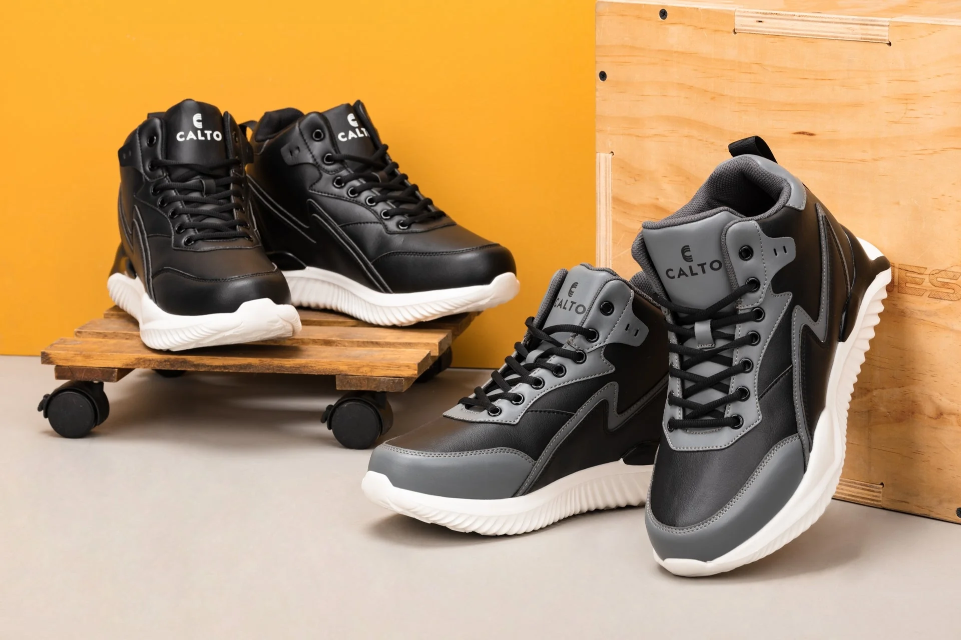 CALTO - S3061 - 4 Inches Taller (Black/Grey) - Lightweight Sneakers - Image 6