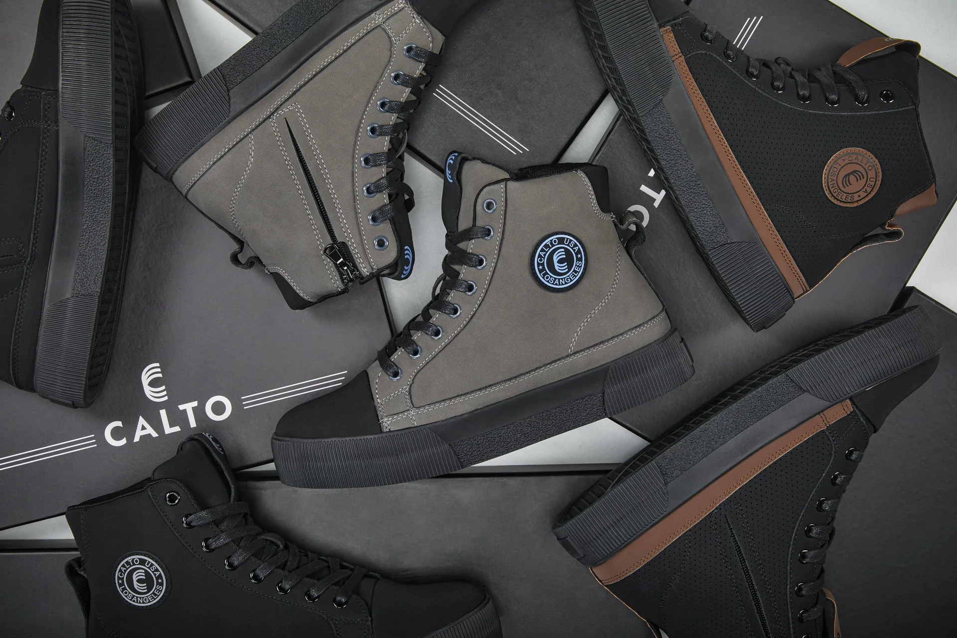 CALTO - S3421 - 2.4 Inches Taller (Black) - Cap Toe High Top Zip-Up Sneaker Boots - Image 8
