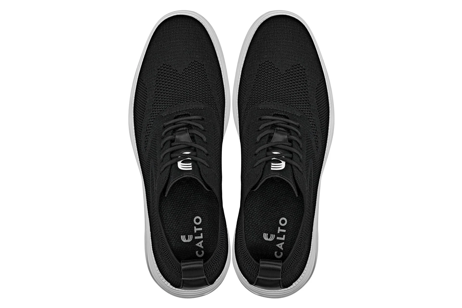 CALTO - X2632 - 2.8 Inches Taller (Black/White Sole) - Lace Up Casual Walker - Lightweight - Image 4