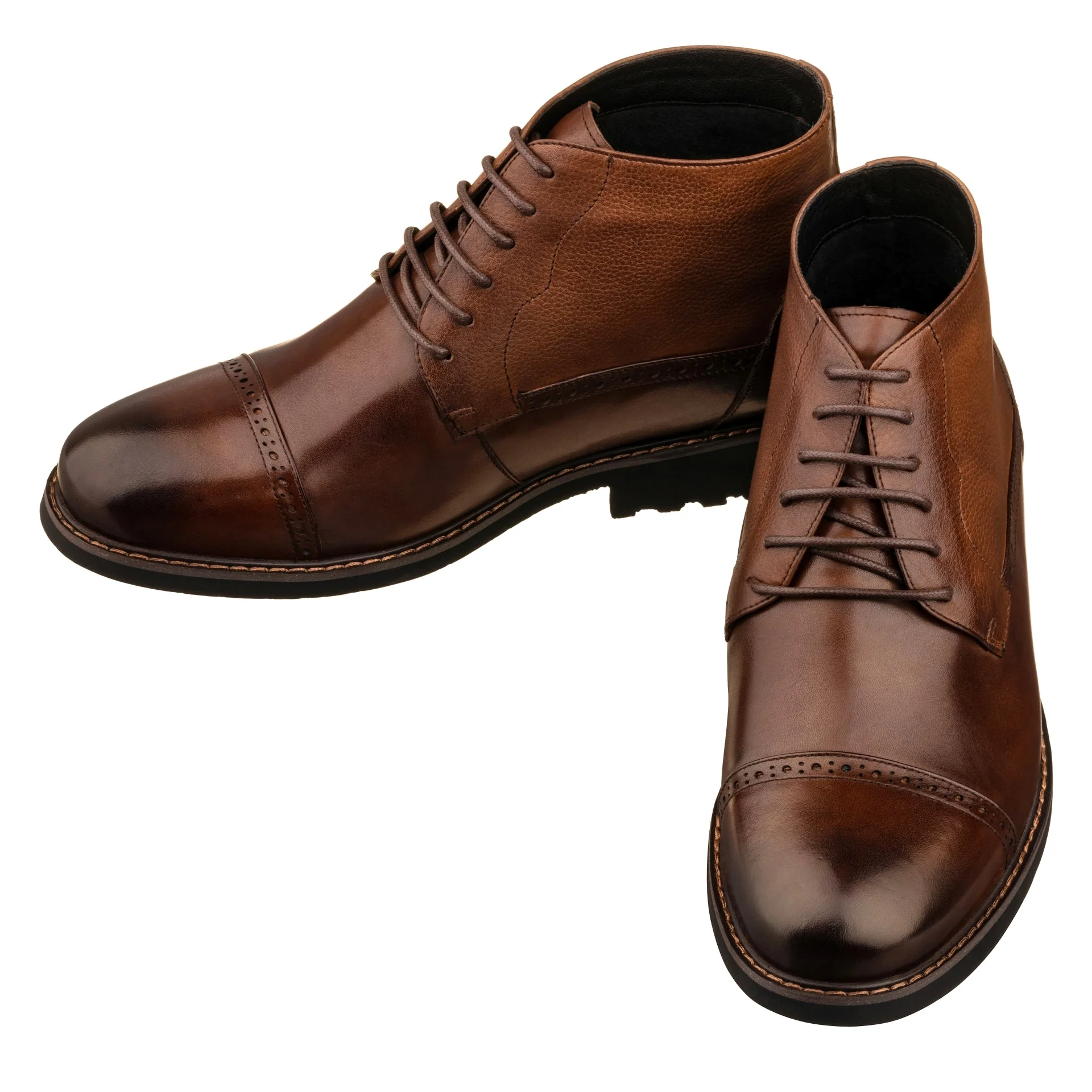 CALTO - Y41084 - 3.2 Inches Taller (Coffee Brown) - Lace Up Casual Boots - Image 4