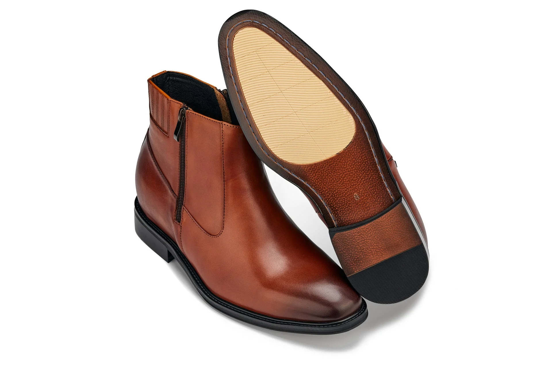 CALTO - Y70623 - 2.8 Inches Taller (Rust Brown) - Lightweight Zipper Boots - Image 5