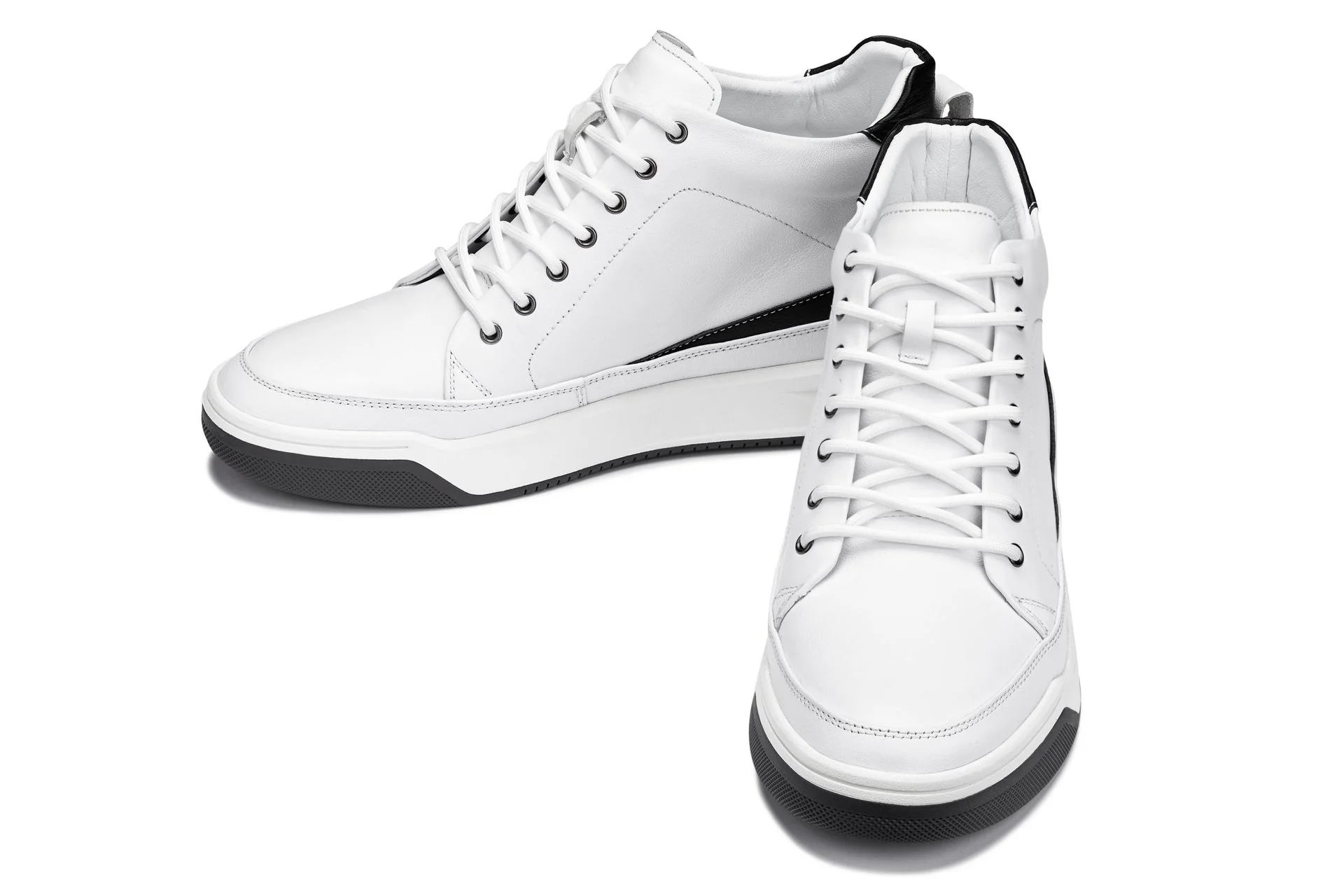 CALTO - Y7151 - 2.6 Inches Taller (Off-White) - Leather Ankle Top Sneak-Boot - Image 5