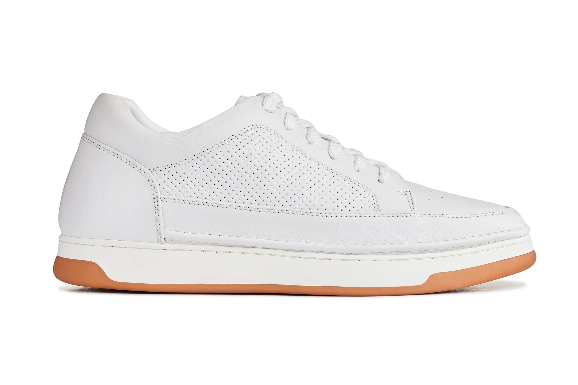 CALTO - Y7932 - 2.6 Inches Taller (White/Off-White & Gum Sole) - Elevated Micro-Perforated Leather Sneakers - Image 2