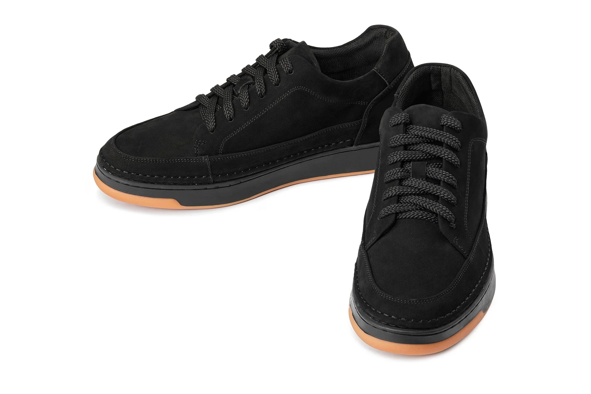 CALTO - Y7933 - 2.6 Inches Taller (Noir Suede/Black & Gum Sole) - Elevated Suede Sneakers - Image 5