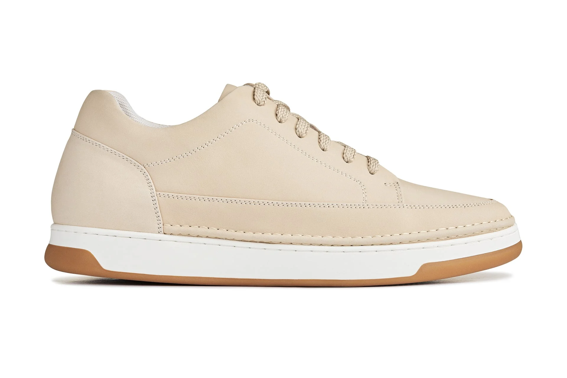 CALTO - Y7934 - 2.6 Inches Taller (Ivory White Suede/White & Gum Sole) - Elevated Leather Sneakers - Image 2