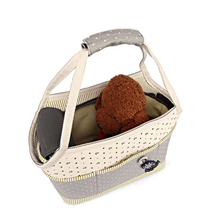 Canvas Pet Carrier Tote with Nautical Design ā Breathable & Stylish