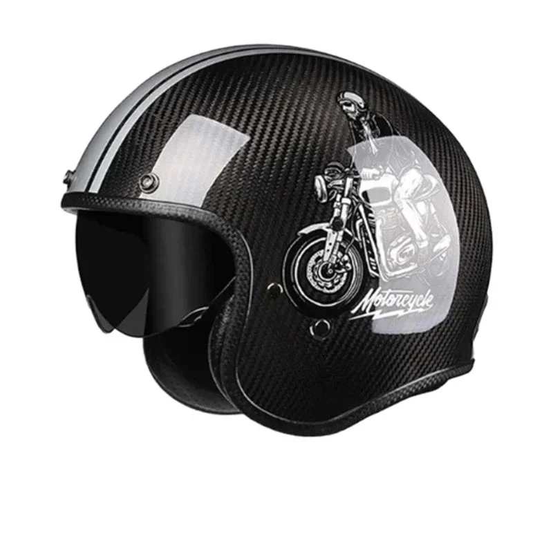 Carbon Fiber Retro Motorcycle Helmets - Image 4