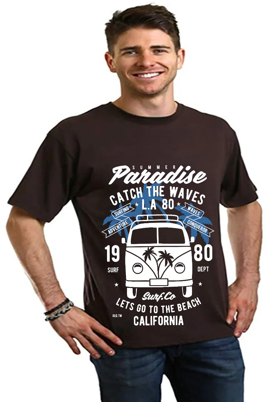 Catch The Waves Men's Bamboo Viscose/Organic Cotton Short Sleeve Graphic T-Shirt - Image 4