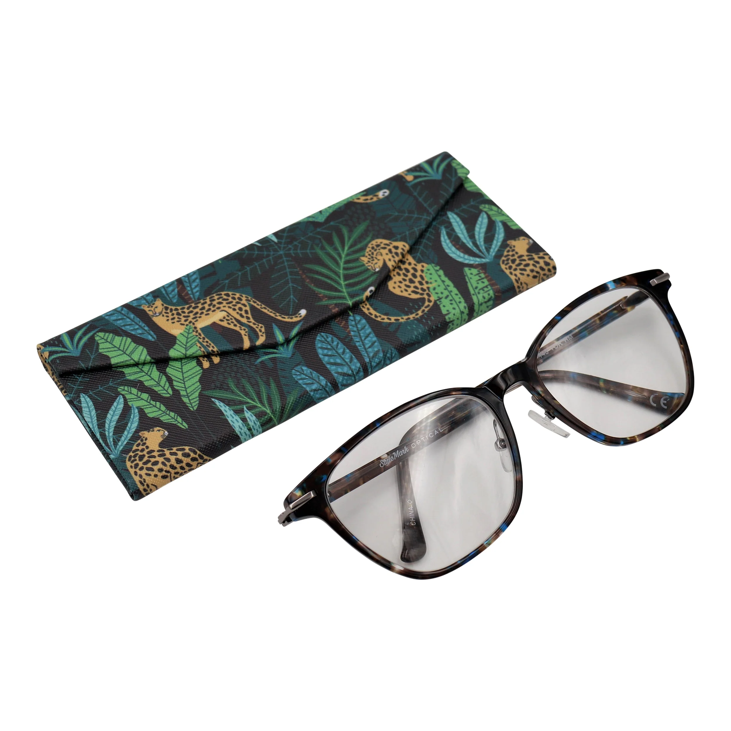 Cheetah Print Glasses Case - Vegan Leather Magic Folding Hardcase - Image 4