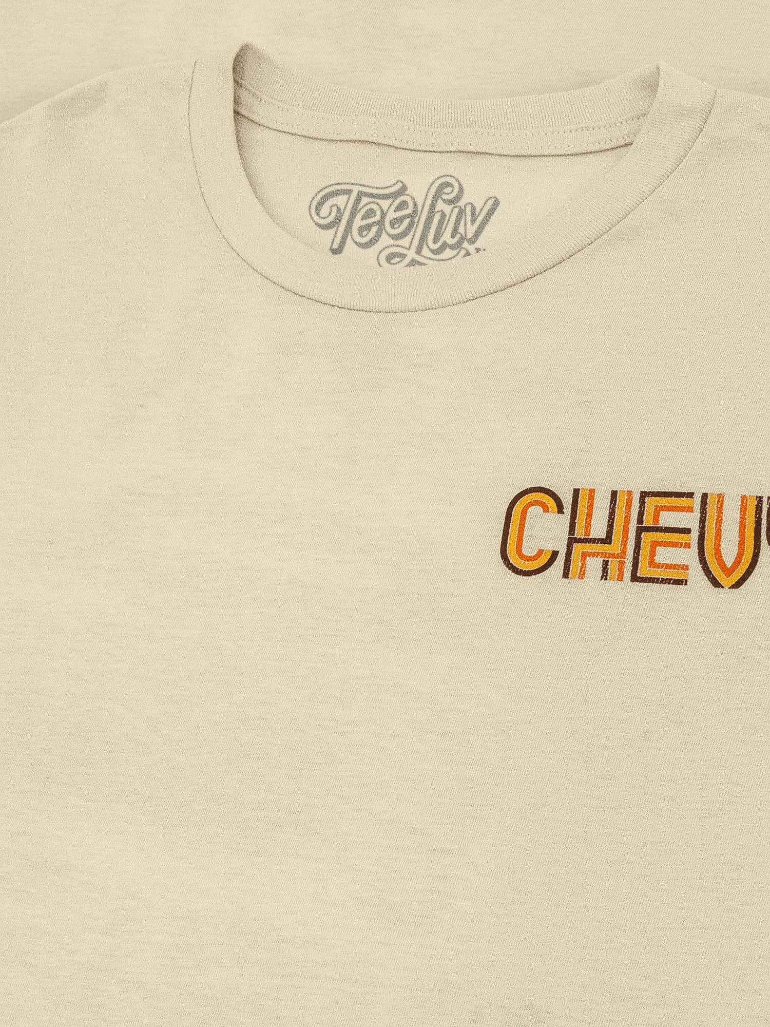 Chevy Chevelle Chevrolet Left Chest Front and Back Print Classic Car T-Shirt - Cream - Image 3