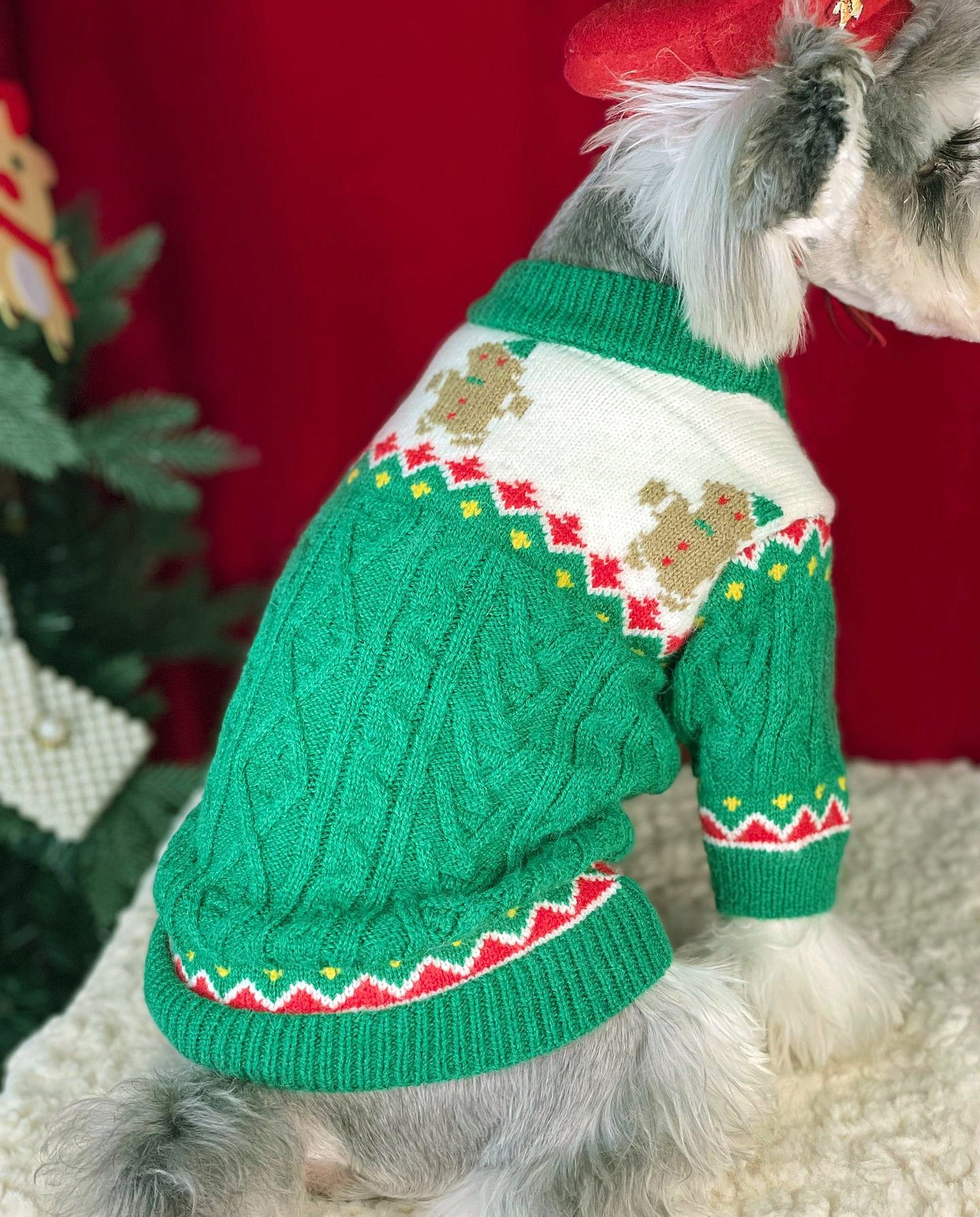 Christmas Dog Sweater Cozy Knitted Holiday Pet Jumper Pullover with Gingerbread Design Warm Winter Apparel - Image 9