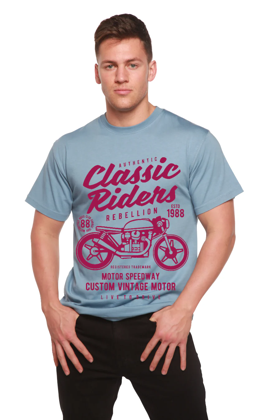 Classic Riders Men's Bamboo Viscose/Organic Cotton Short Sleeve Graphic T-Shirt - Image 14
