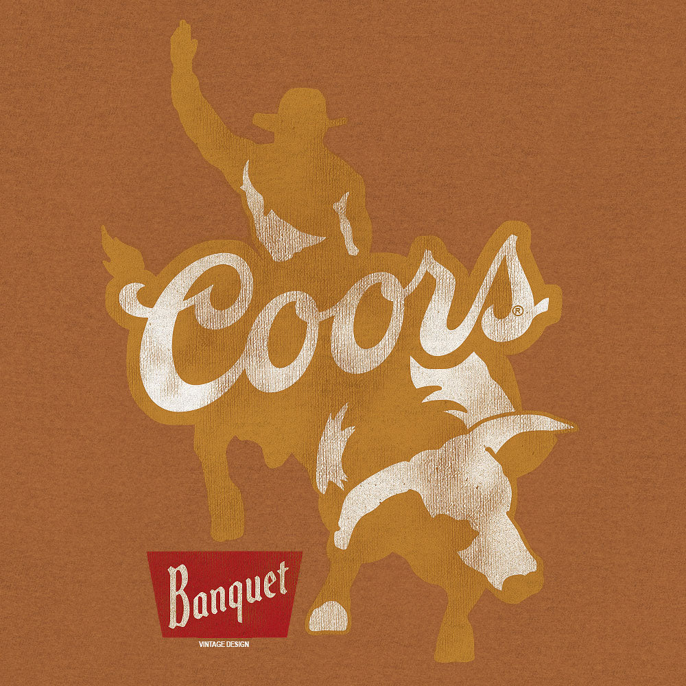 Coors Banquet Rodeo Bull Rider Front/Back T-Shirt - Brown Sugar - Image 5