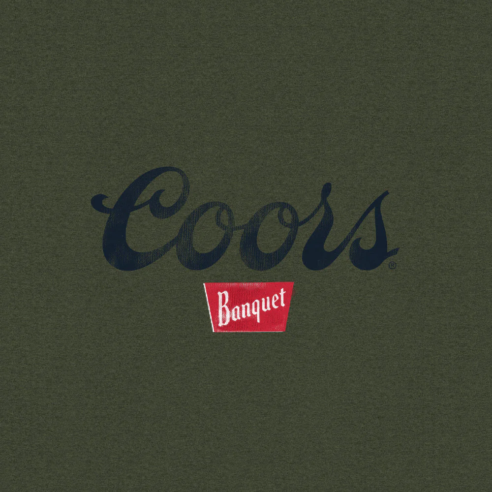 Coors Banquet The Legend Left Chest Front and Back Print T-Shirt - Military Green - Image 4