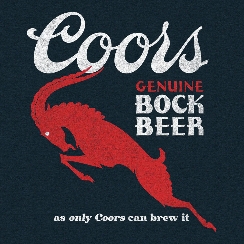 Coors Genuine Bock Beer Left Chest Front and Back Print T-Shirt - Denim Black Heather - Image 5
