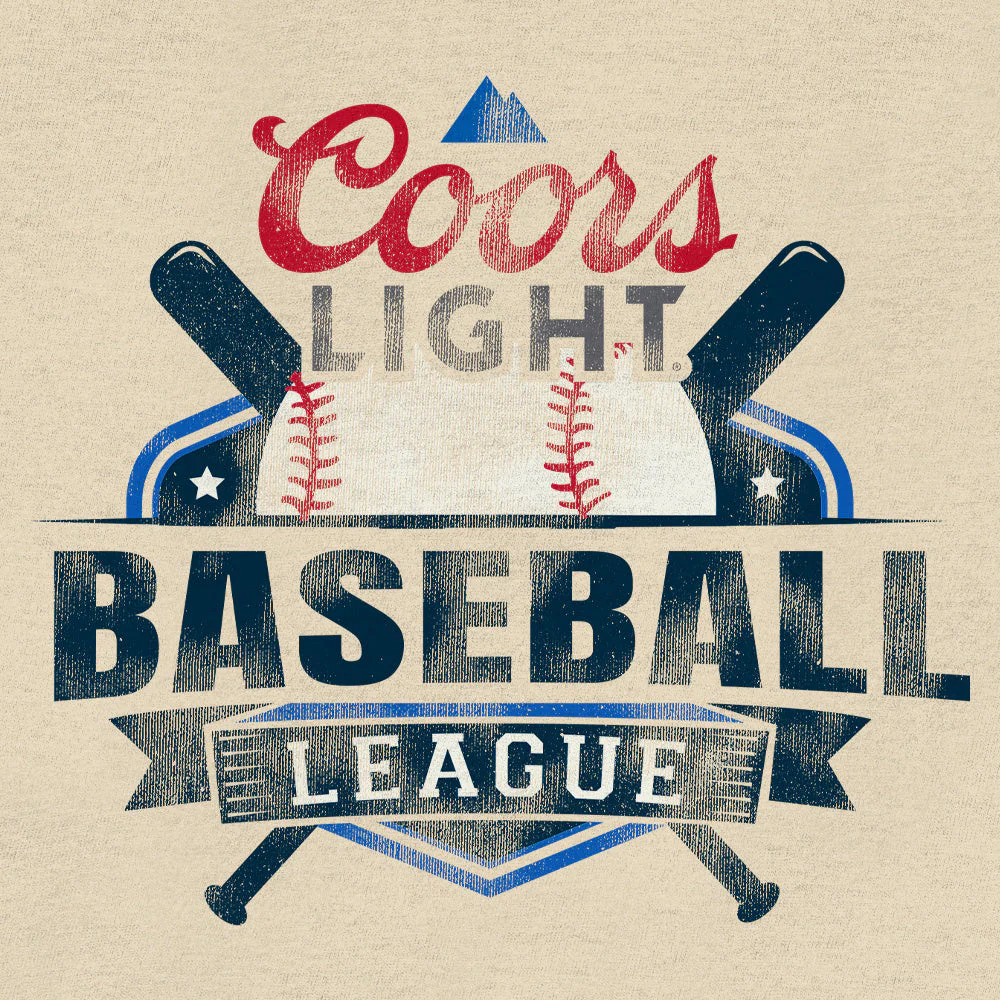 Coors Light Baseball League Front and Back Beer Logo T-Shirt - Cream - Image 6